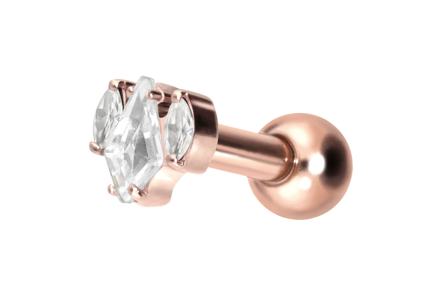 Titan Ohrpiercing mit Innengewinde KRISTALLSCHILD + KRISTALLOVALE